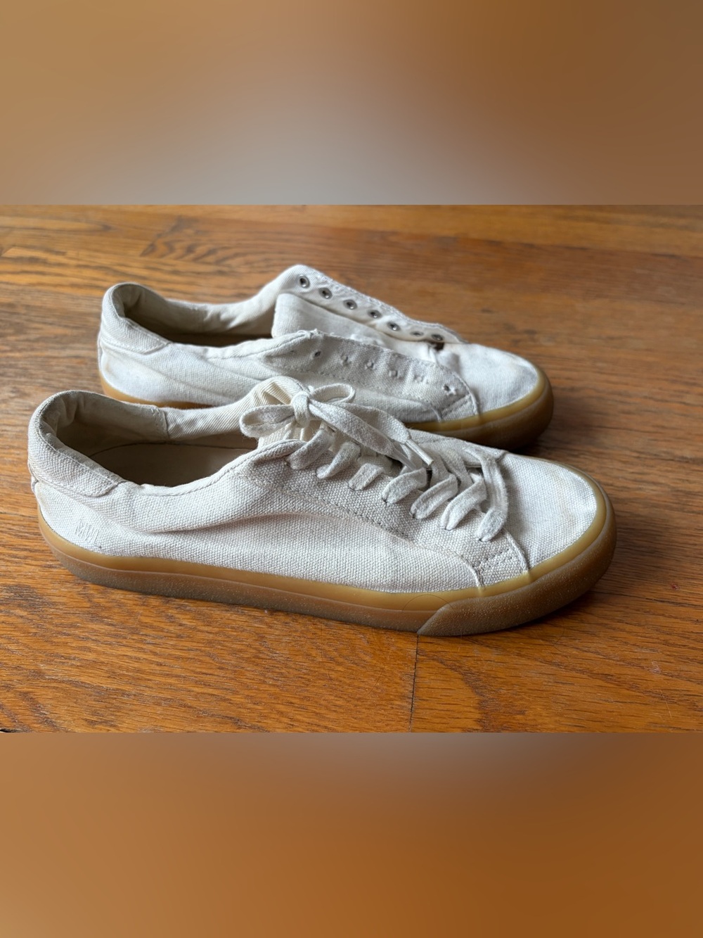 Madewell White Canvas Low-Top Sneakers with Gum Sole